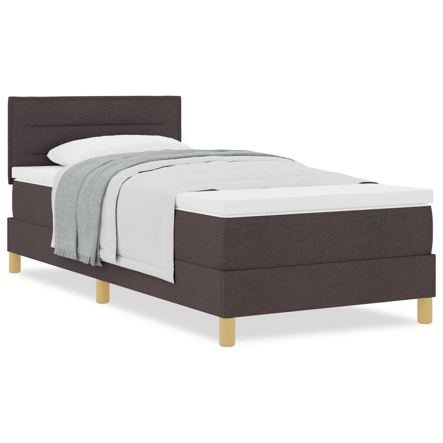 Boxspringbed Met Matras Stof Donkerbruin 90 x 190 cm Lijnen ontwerp