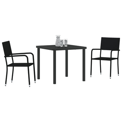 3 Delige Tuindinerset Zwart Poly Rattan