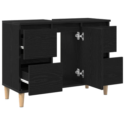 Waskast 80X33X60 Cm Geengineerd Hout Zwart eiken