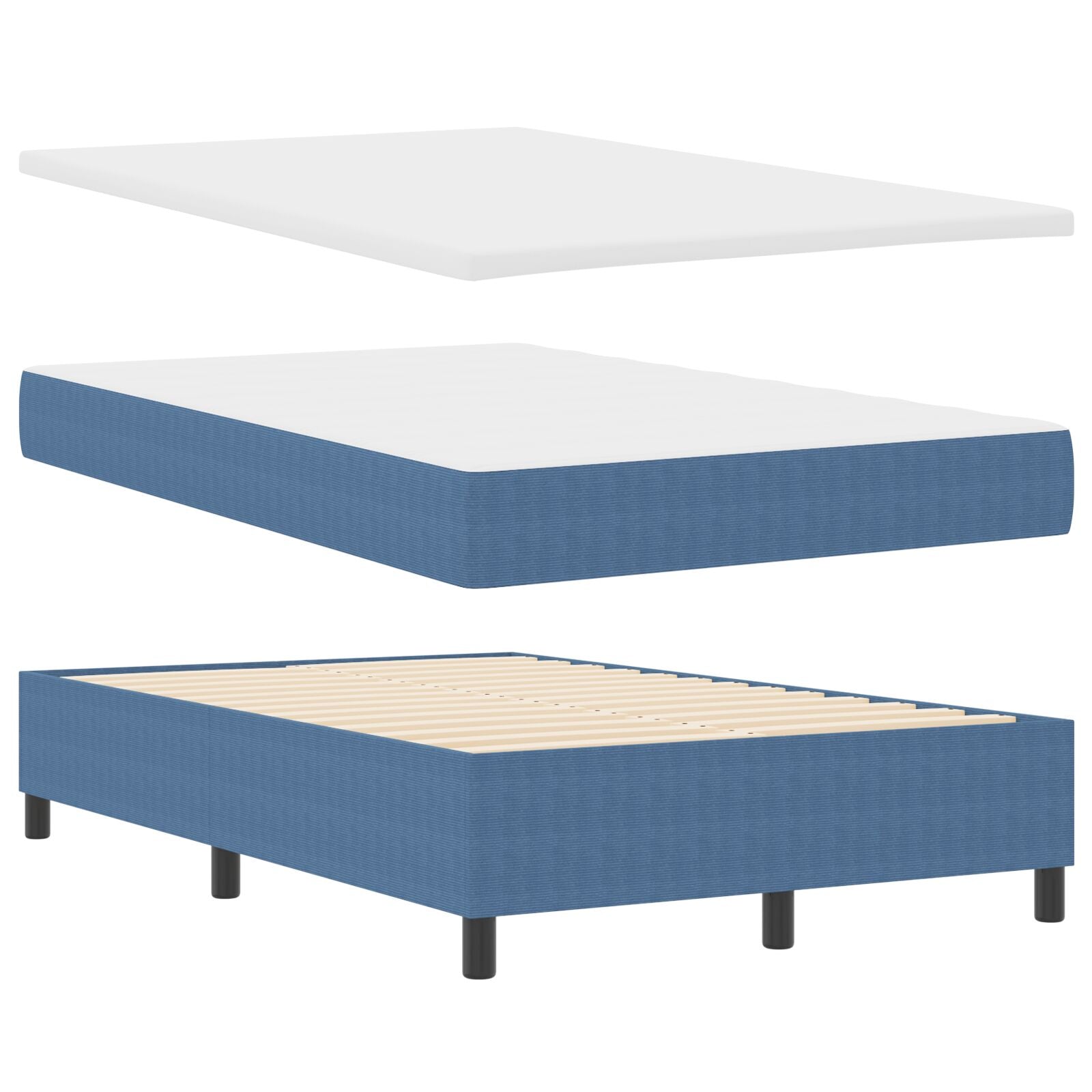 Boxspringbed Met Matras Blauw 120X200 Cm Corduroy Stof