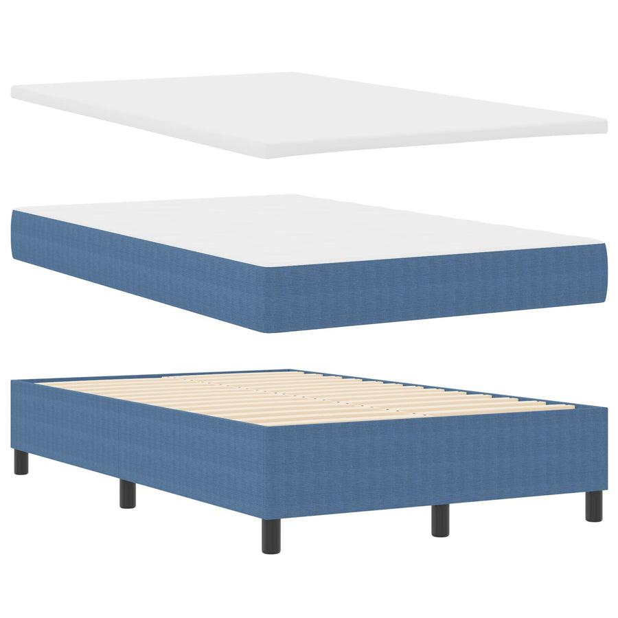 Boxspringbed Met Matras Blauw 120X200 Cm Corduroy Stof