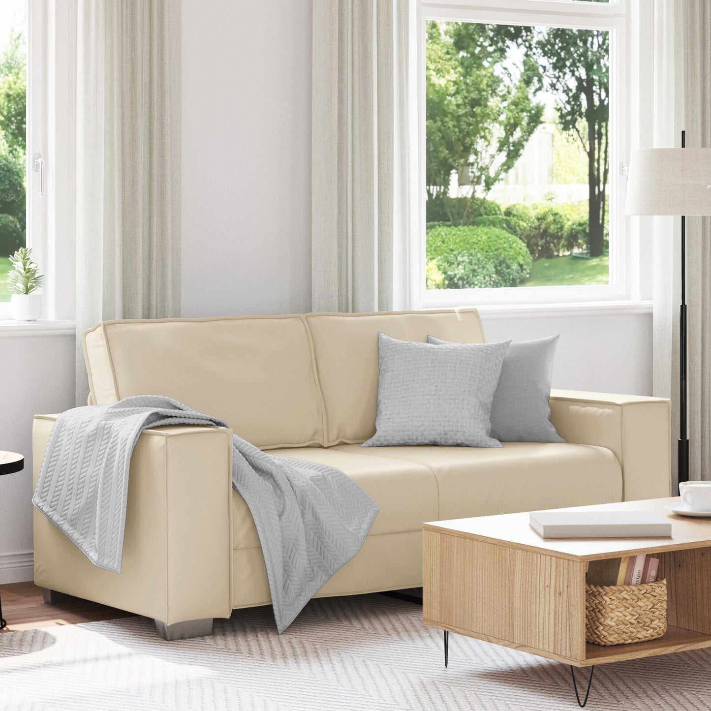 Loveseat Bank Kunstleer Crème 140 cm