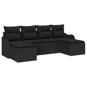 Loungeset poly rotan 5-zits zwart