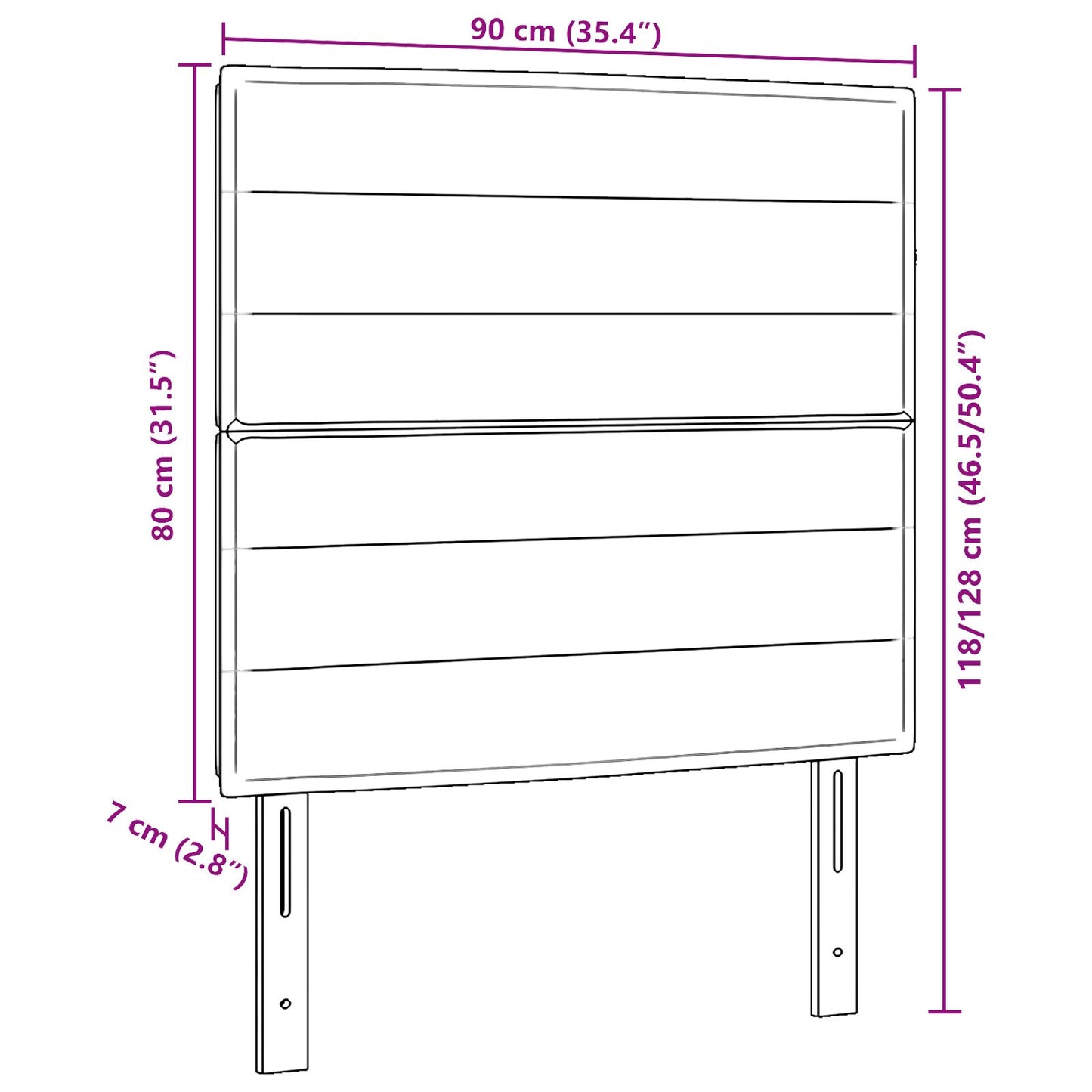 Hoofdbord Stof Gestoffeerd Hoofdbord Lichtgrijs 90 cm Hoog hoofdbord