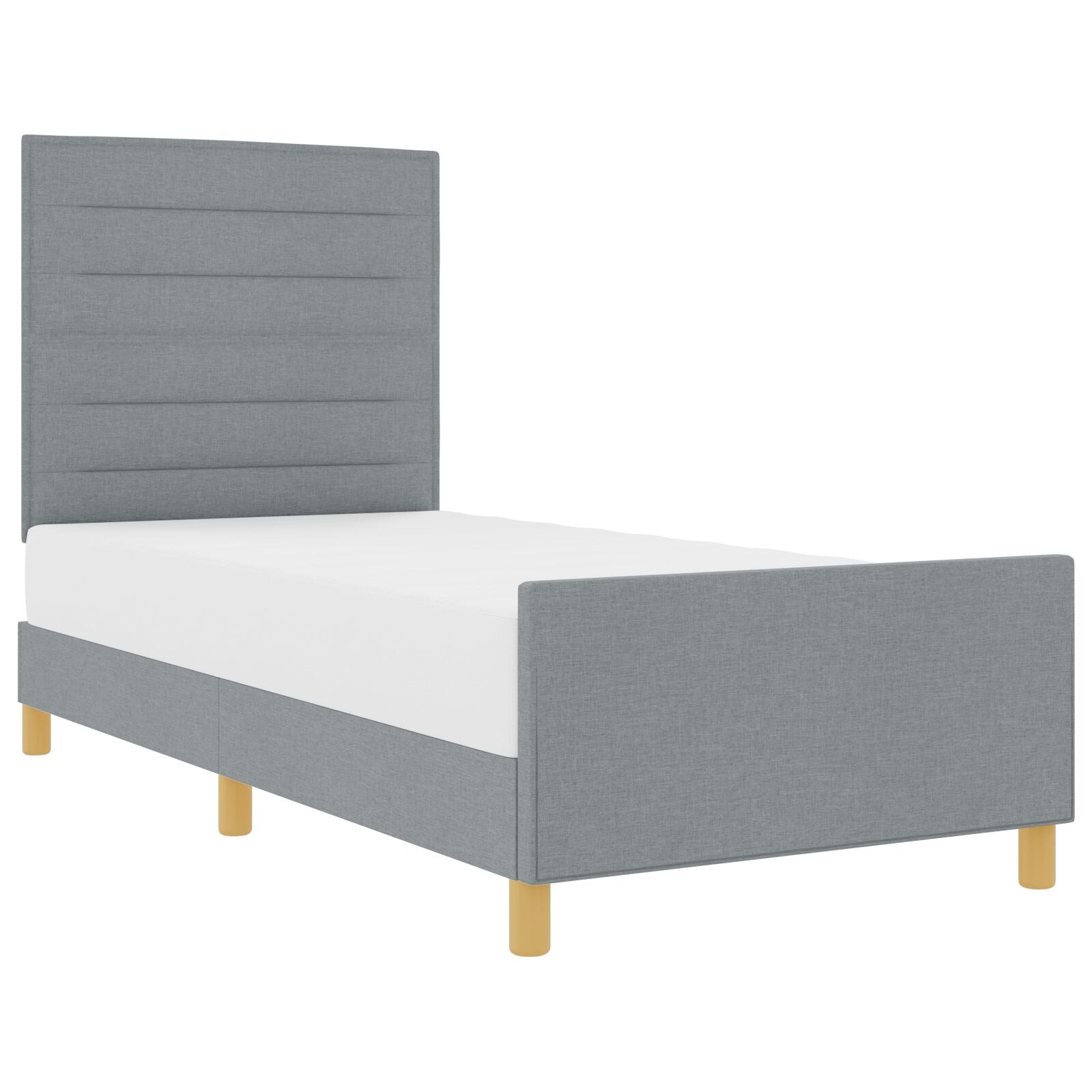 Bed Frame Licht Grijs 80X200 Cm Stof Crème