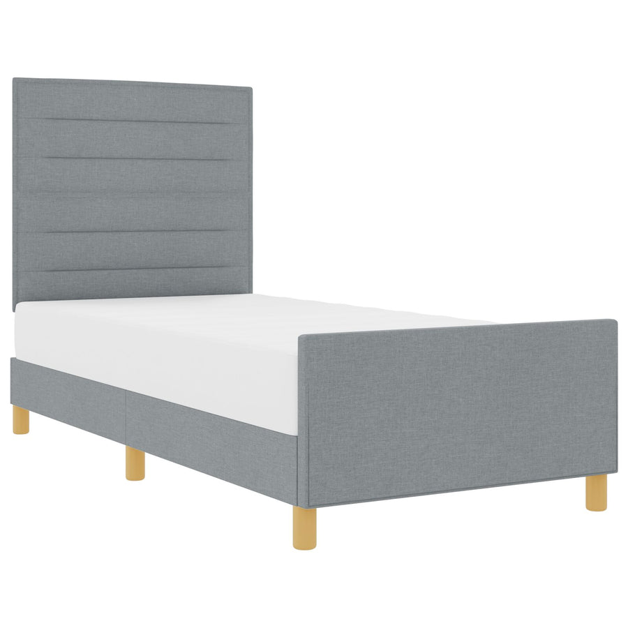 Bed Frame Licht Grijs 80X200 Cm Stof Crème