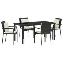 5-Delige Tuin Eetset Met Kussens Zwart Poly Rattan