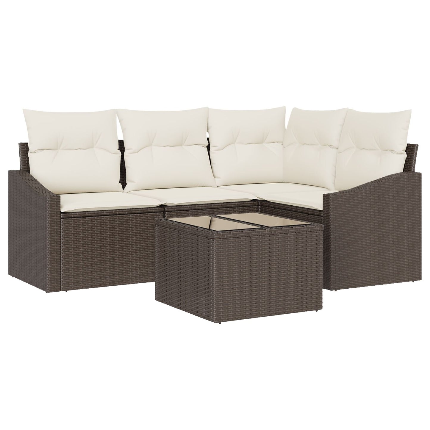 4-Delig Tuinbankstel Met Kussens Grijs Poly Rattan