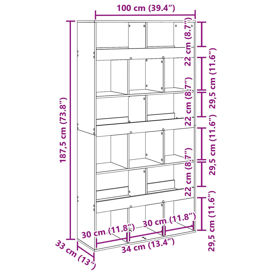Plantenstandaard Engineered Hout 100 x 33 x 187,5 cm Zwart eiken