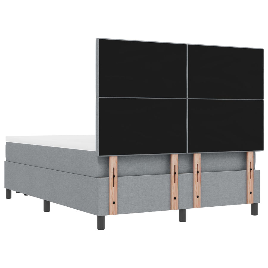 Boxspring Bed Met Matras & Bank Stof Licht Grijs 140 x 190 cm Knop tufted