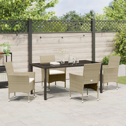 5-Delige Tuin Eetset Beige Poly Rattan