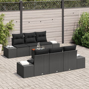 Loungeset 7-delig poly rattan zwart