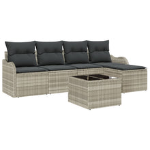 6-Delige Tuin Sofa Set met Kussens Grijs Poly Rattan, vidaXL 2-Zit Tuin Sofa met Kussens Licht Grijs Poly Rattan