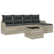Loungeset poly rattan lichtgrijs 5 personen