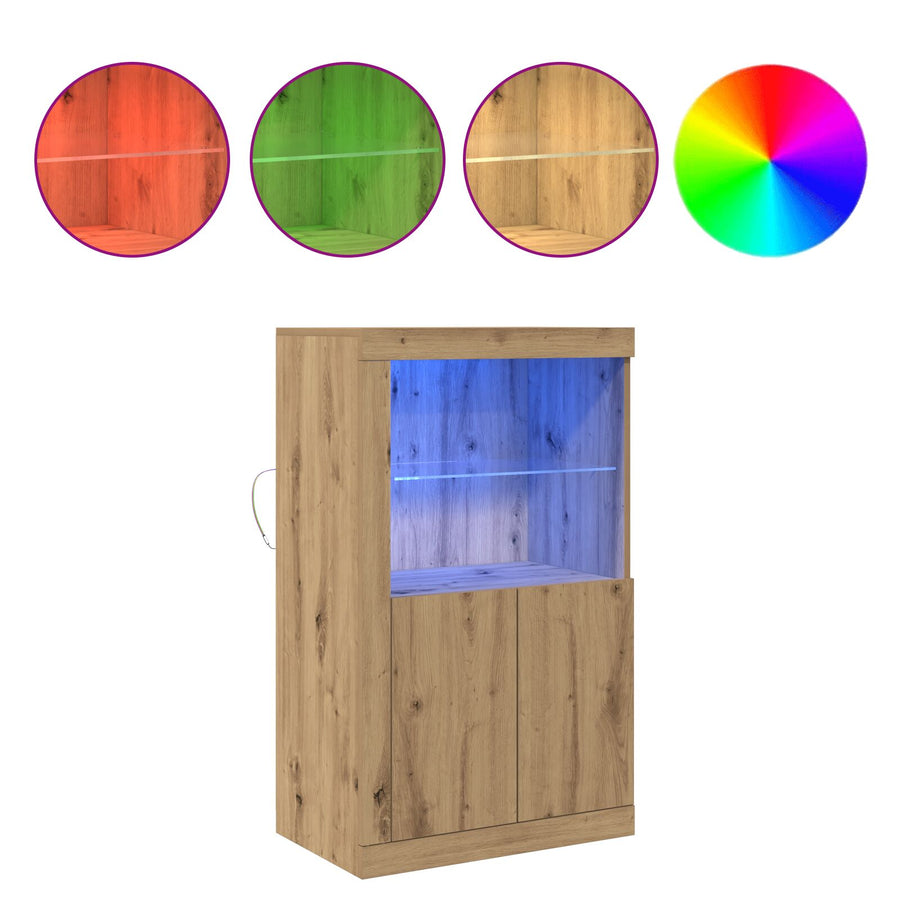 Dressoir Met Led-Verlichting Artisan Eiken 60,5X37X100 Cm