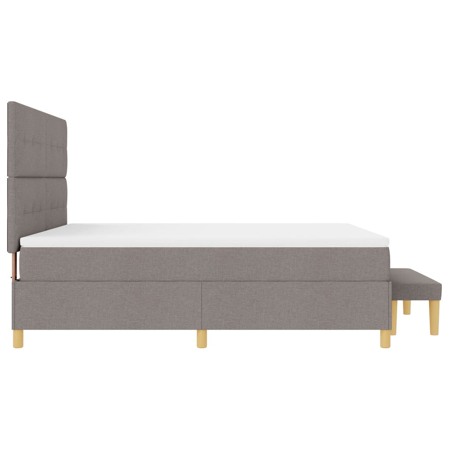Boxspring Met Matras & Bank Stof Taupe 180 x 200 cm Knopgestikt