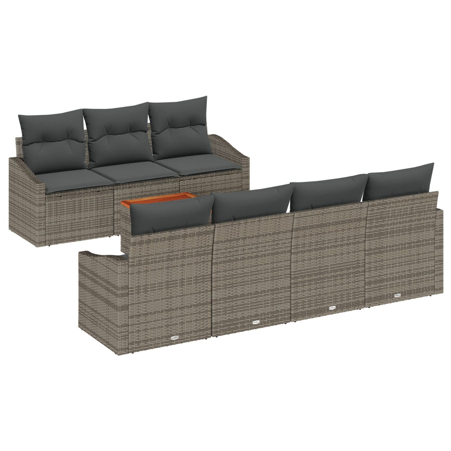 8 Delige Tuinbank Set Met Kussens Grijs Poly Rattan Acacia