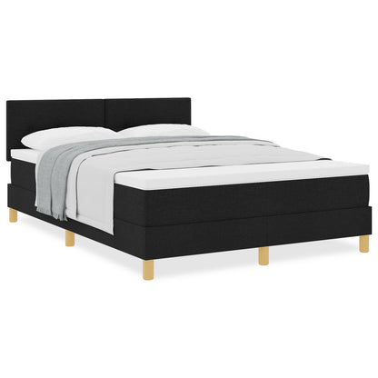 Boxspringbed Met Matras Stof Zwart 140 x 200 cm Knop tufted