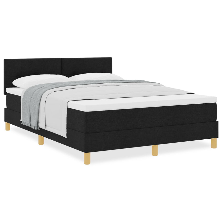 Boxspringbed Met Matras Stof Zwart 140 x 200 cm Knop tufted