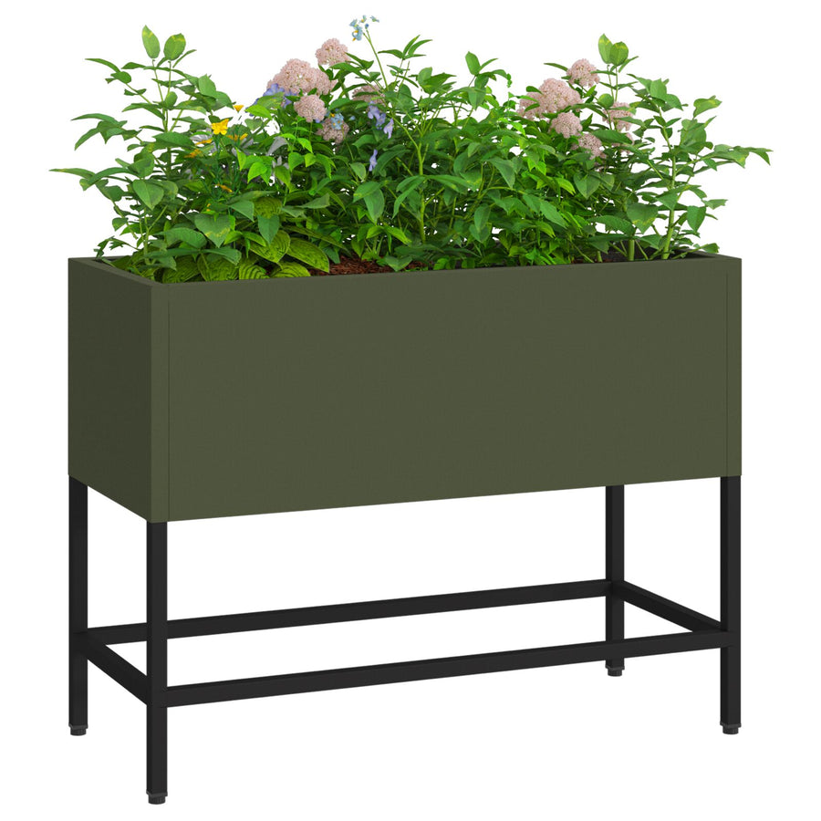 Verhoogde Tuinbak Olijfgroen Staal Olijf groen 60 x 26 x 45 cm