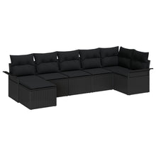 7-Delige Tuinsofa Set Met Kussens Zwart Poly Rattan