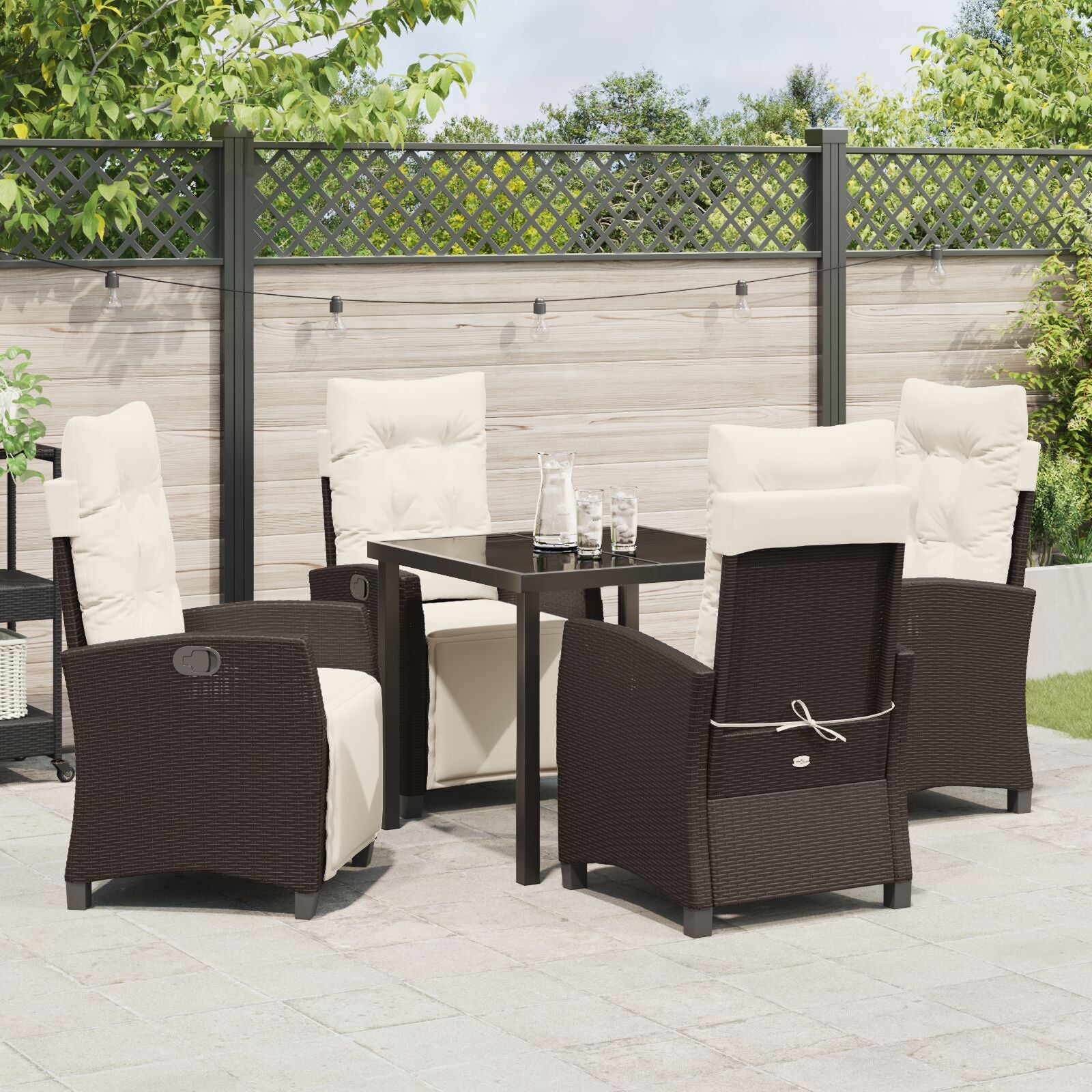 5-Delige Tuin Eetset Bruin Poly Rattan