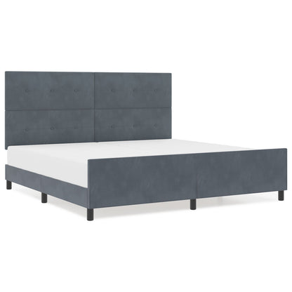 Bed Frame Donkergrijs 200X200 Cm Velvet Crème