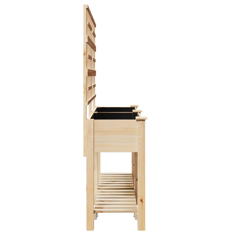 Tuinbak Met Trellis En Plank 161X43X152 Cm Massief Grenenhout 161 x 46 x 152.5 cm