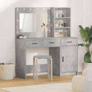 Kaptafel 78.5x41x135 cm grijs met spiegel en LED