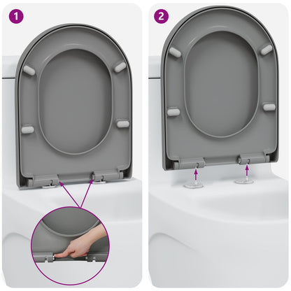 Snelle Verwijderings Toiletzitting Met Zachte Sluiting Duroplast Grijs