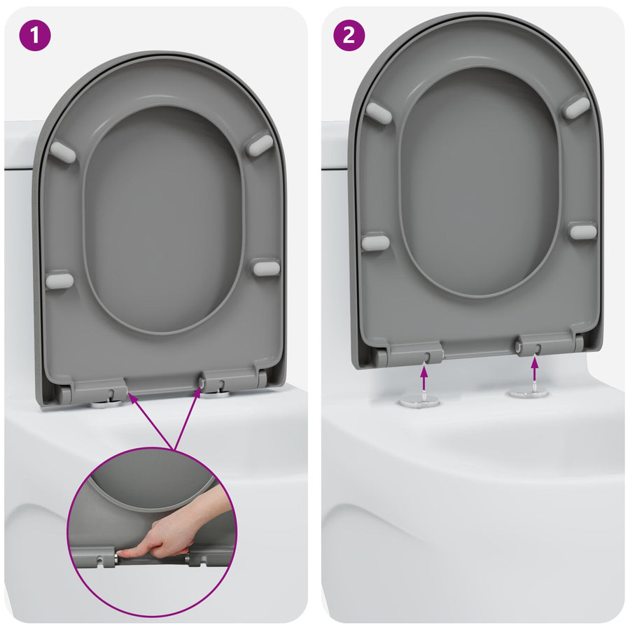 Snelle Verwijderings Toiletzitting Met Zachte Sluiting Duroplast Grijs