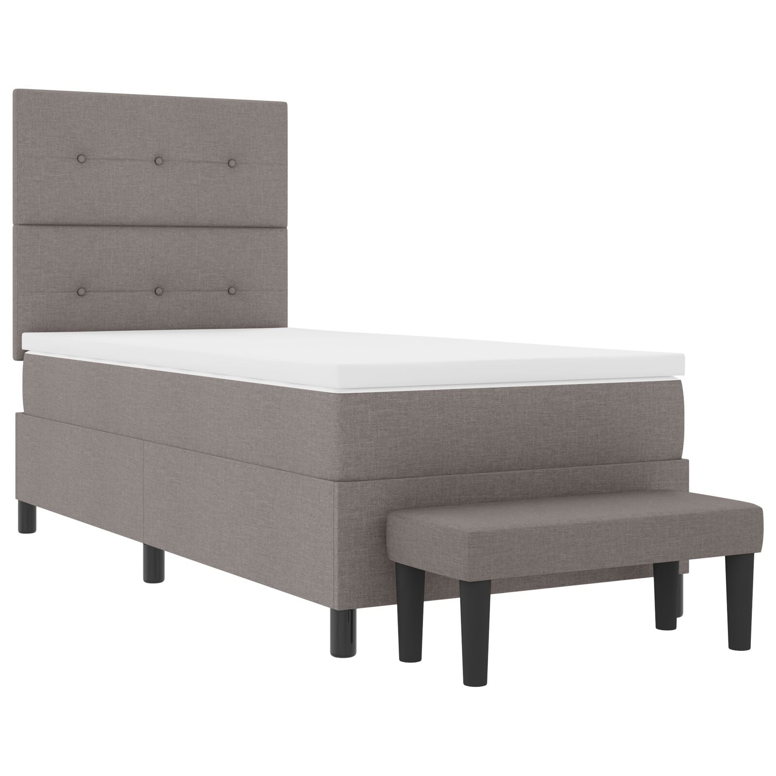 Boxspring Bed Met Matras & Bank Stof Taupe 100 x 200 cm Knoop tufted