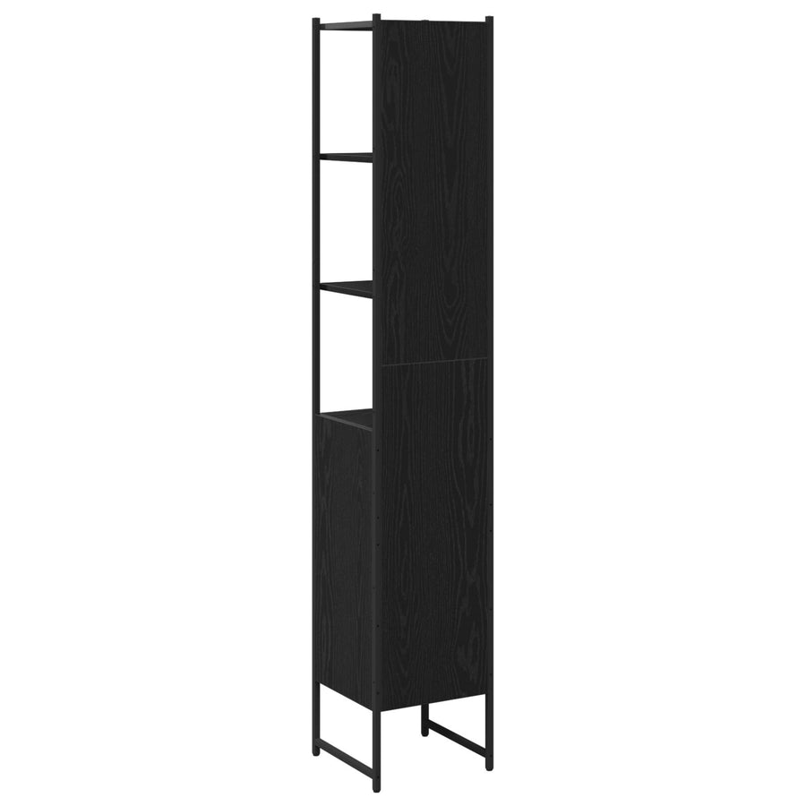 Badkamerkast Zwart Eiken 33X33X185,5 Cm Engineered Wood