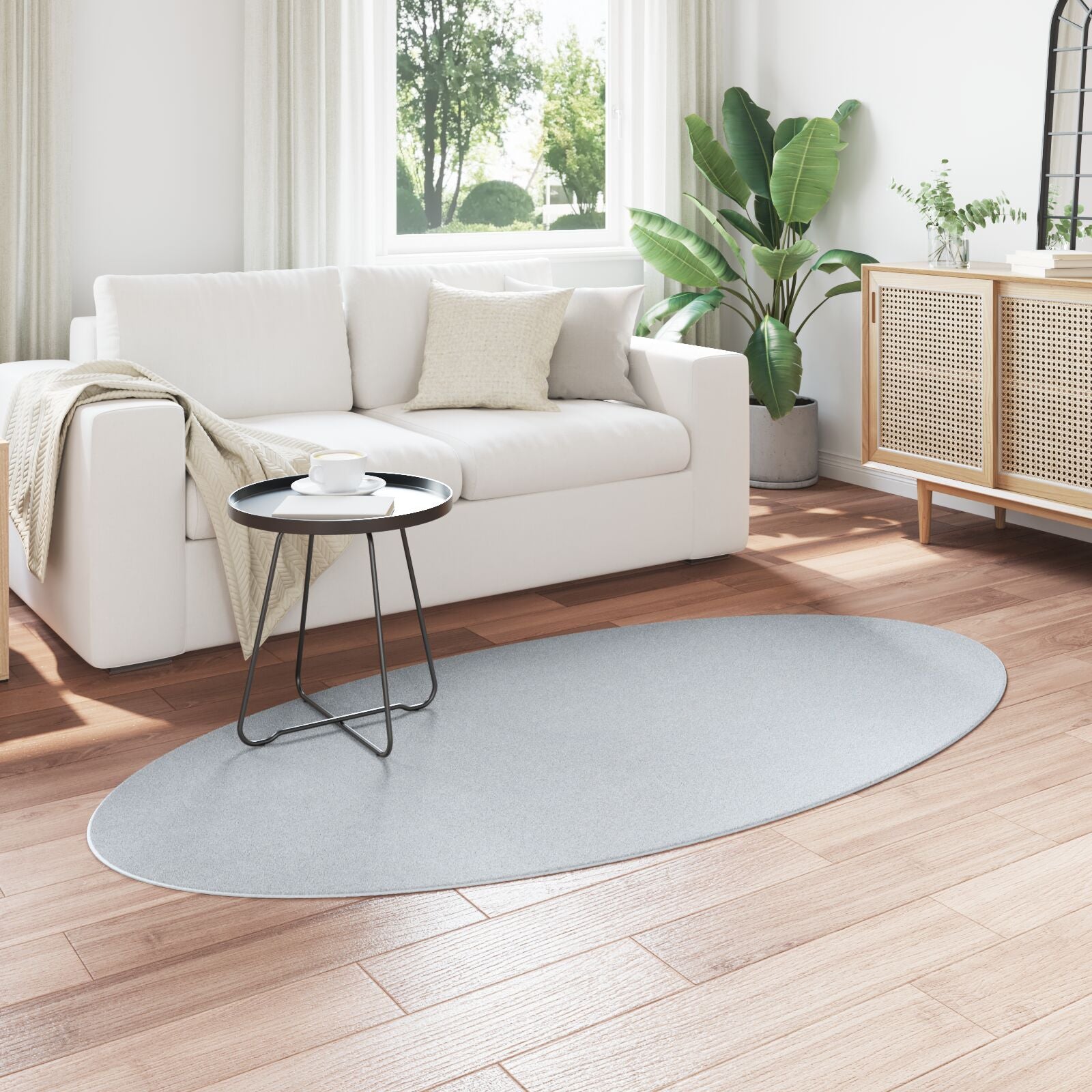 Vloerkleden Wol Vloerkleden Ovaal Modern Grijs 100 x 200 cm