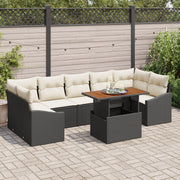 Garden Dining Set with Cushions 8 pcs Black and Cream