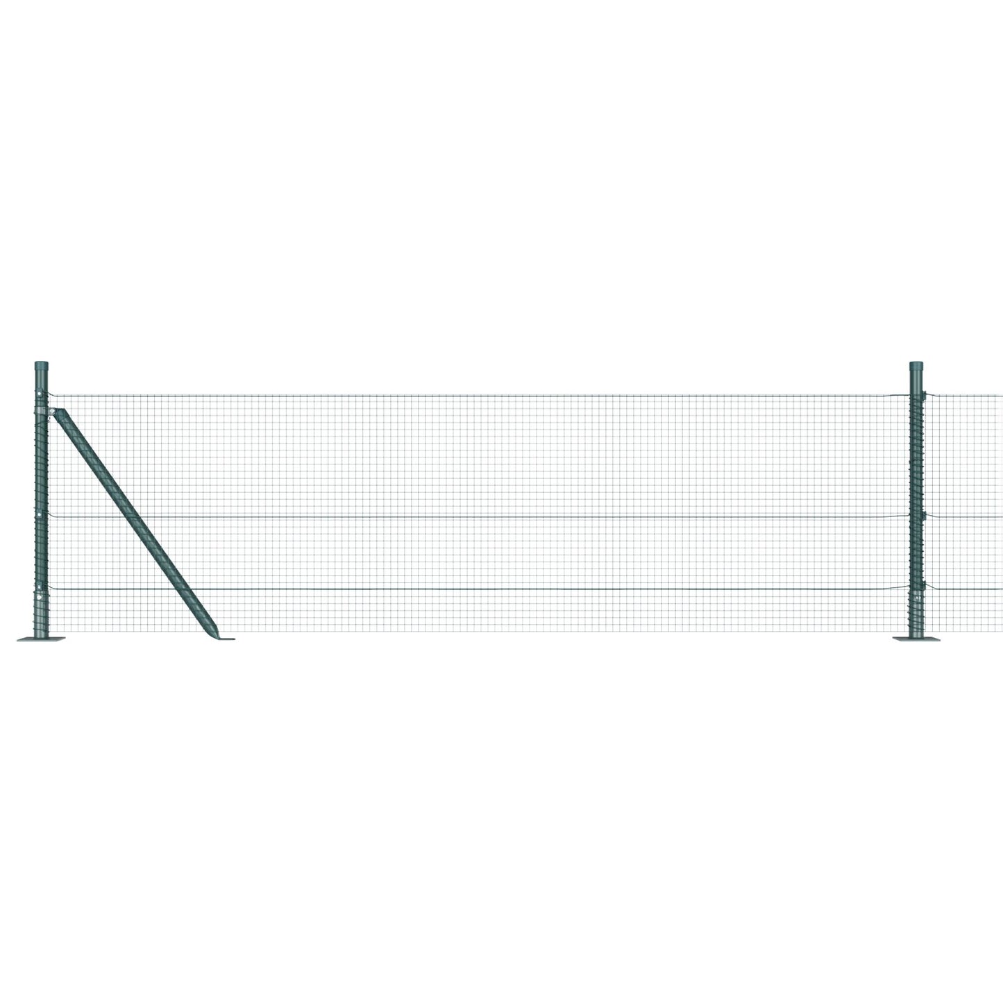 Gelast Draadhek Met 13 Flangende Palen Groen 0,4X100 M Staal Gegalvaniseerd Staal