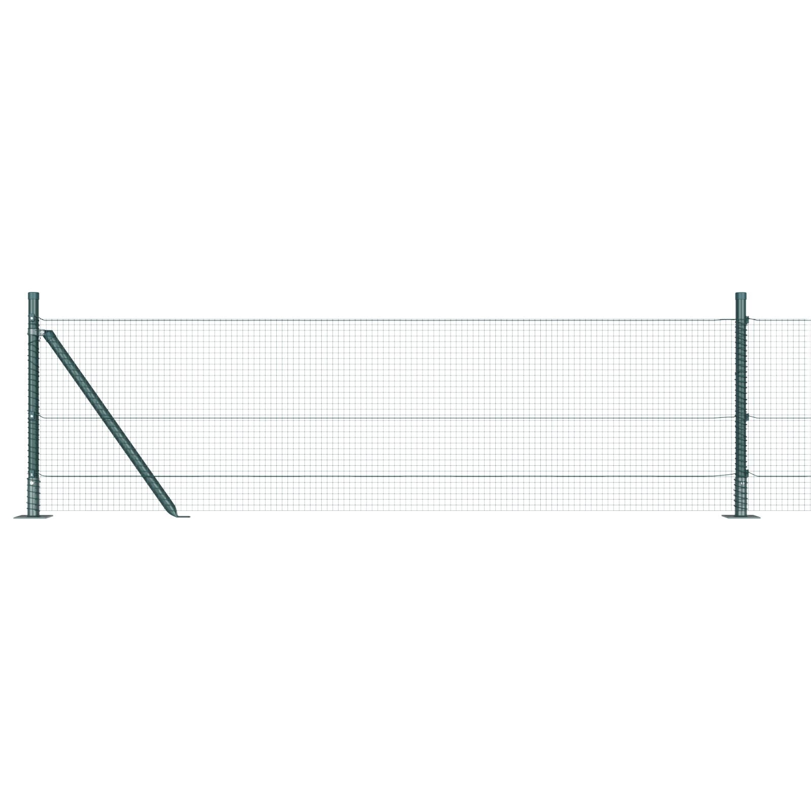 Gelast Draadhek Met 13 Flangende Palen Groen 0,4X100 M Staal Gegalvaniseerd Staal