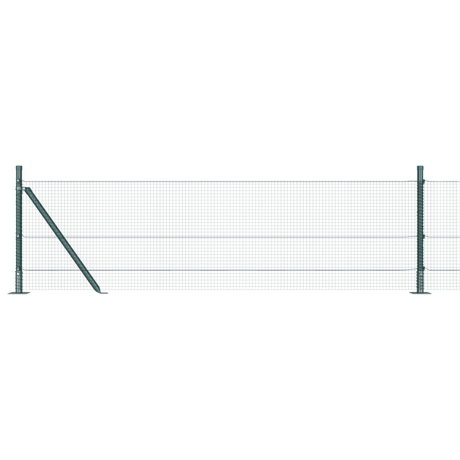 Gelast Draadhek Met 13 Flangende Palen Groen 0,4X100 M Staal Gegalvaniseerd Staal