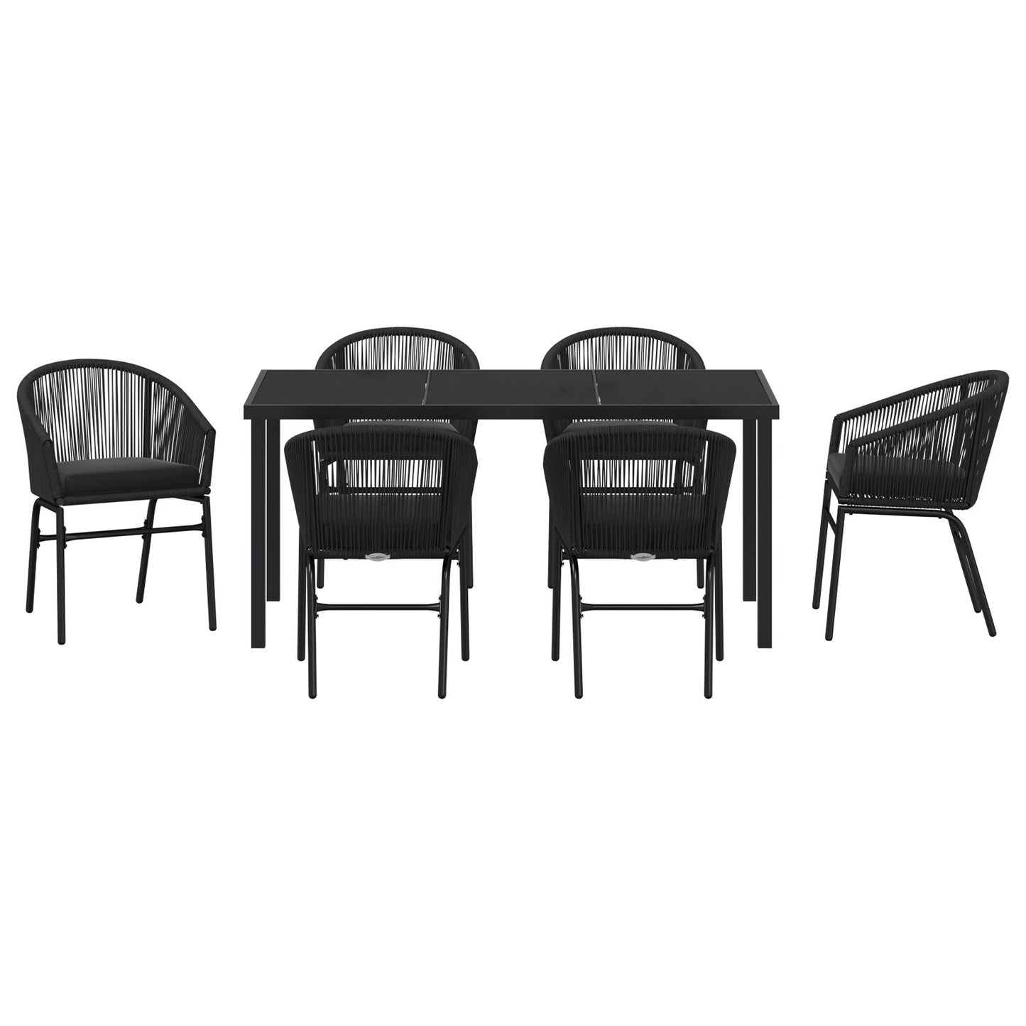 7-Delige Tuindining Set Zwart Poly Rattan