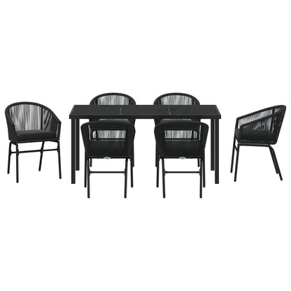 7-Delige Tuindining Set Zwart Poly Rattan