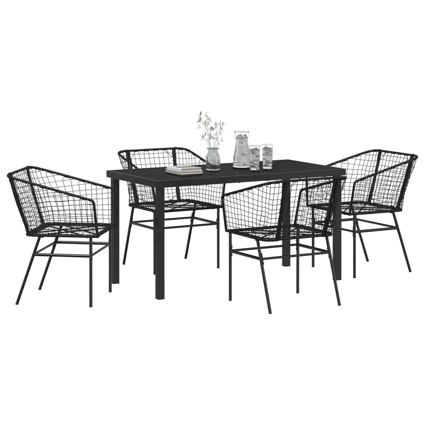 Set Van 3 Zwart Pe Rattan, Gepoedercoat Staal