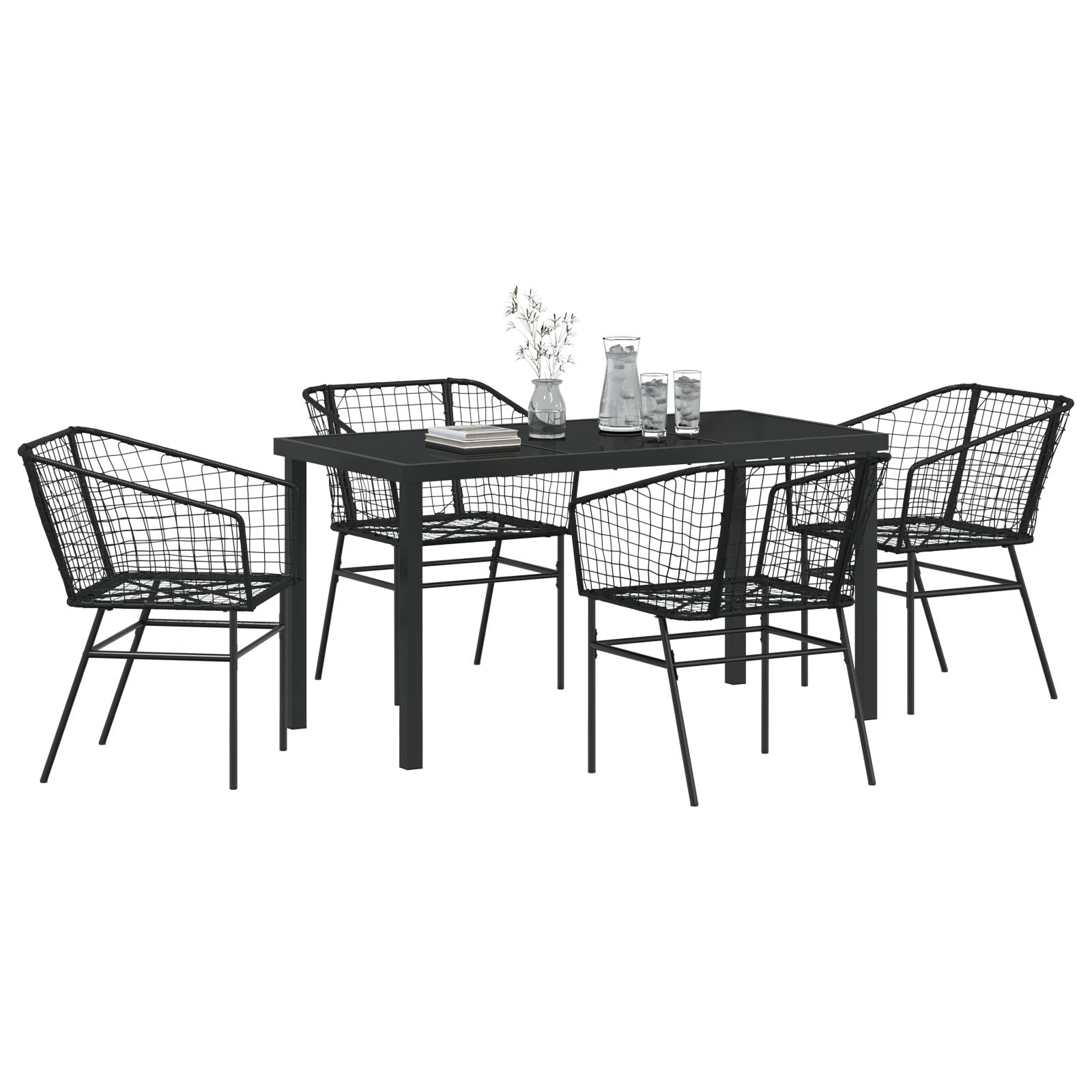 Set Van 3 Zwart Pe Rattan, Gepoedercoat Staal