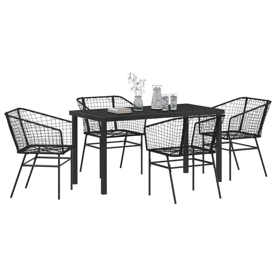 Set Van 3 Zwart Pe Rattan, Gepoedercoat Staal