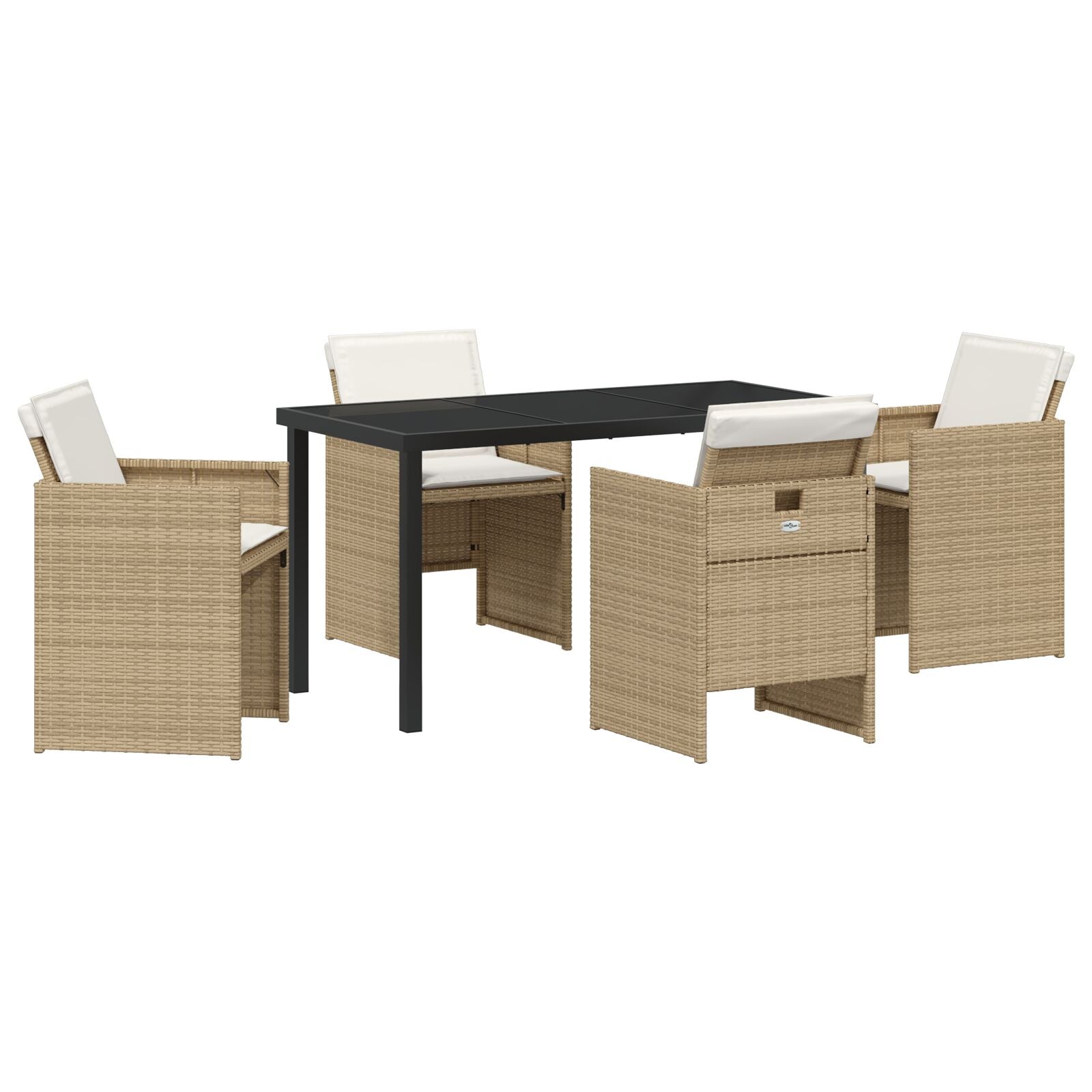5 Delige Tuindinerset Met Kussens Beige Poly Rattan