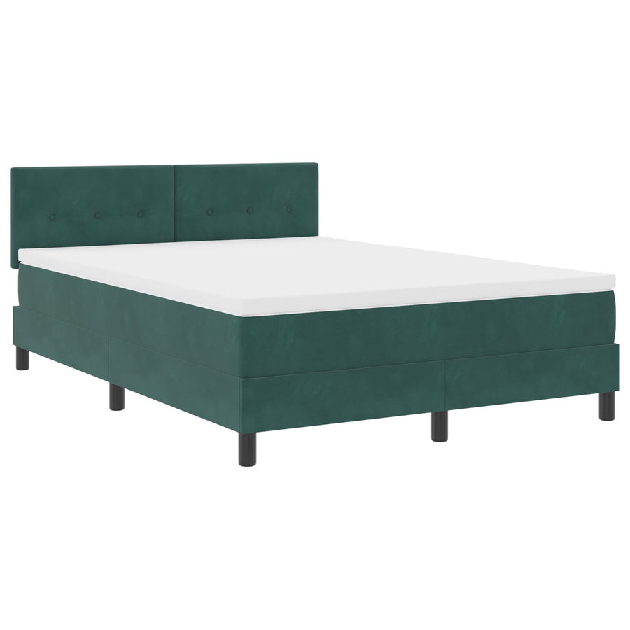 Boxspring Bed Met Matras Donkergroen 160X200 Cm Fluweel Blauw