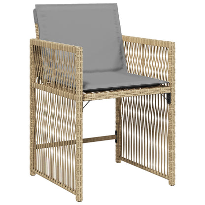 5-Delige Tuin Eetset Met Kussens Beige Poly Rattan