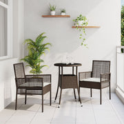 Tuin eettafelset 3-delig polyrattan bruin