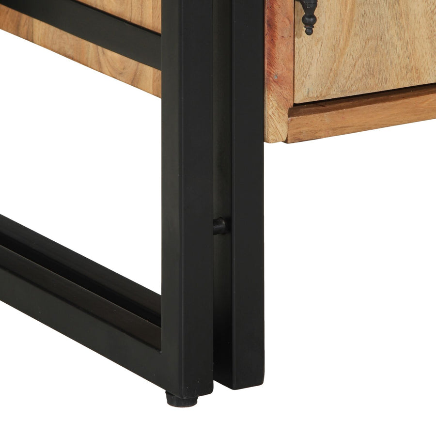 Schoenenkast Zwart 30X30X40 Cm En Staal Massief acaciahout