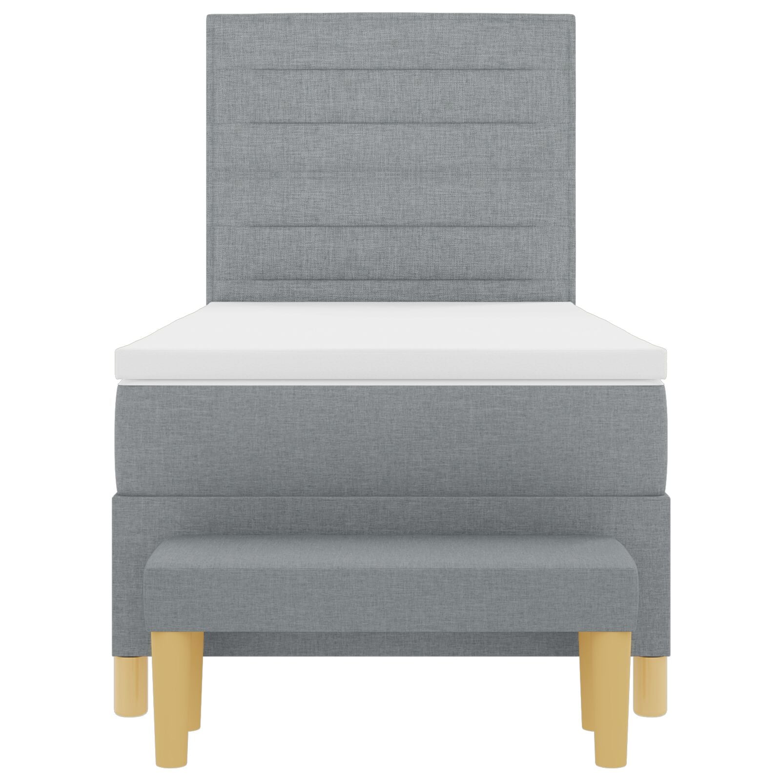 Boxspring Bed Met Matras & Bank Stof Lichtgrijs 100 x 200 cm Lijnen ontwerp