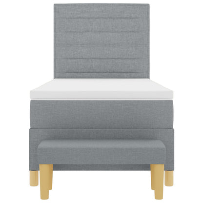 Boxspring Bed Met Matras & Bank Stof Lichtgrijs 100 x 200 cm Lijnen ontwerp